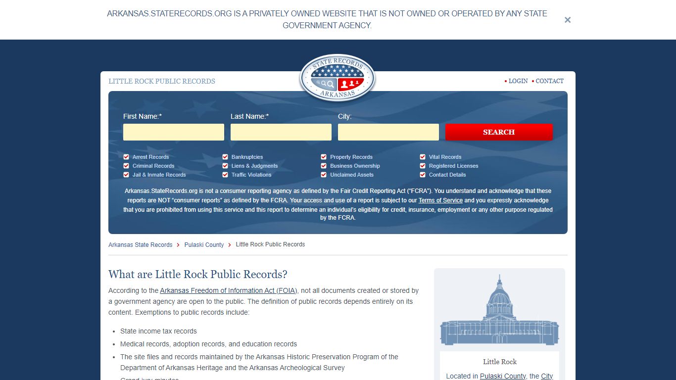 Little Rock Arrest and Public Records | Arkansas.StateRecords.org